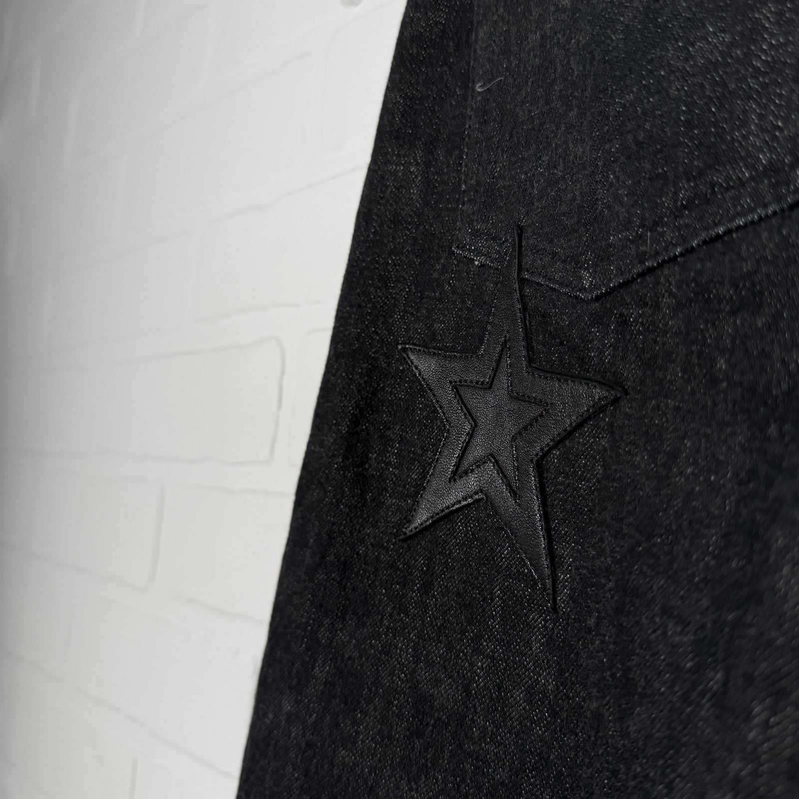 Chrome Hearts Fleur Knee Black Star Patch Jeans