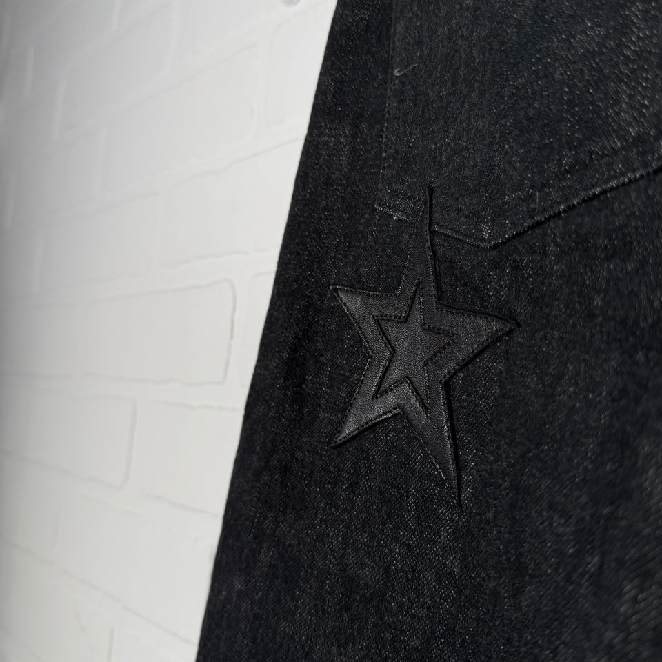 Chrome Hearts Fleur Knee Black Star Patch Jeans