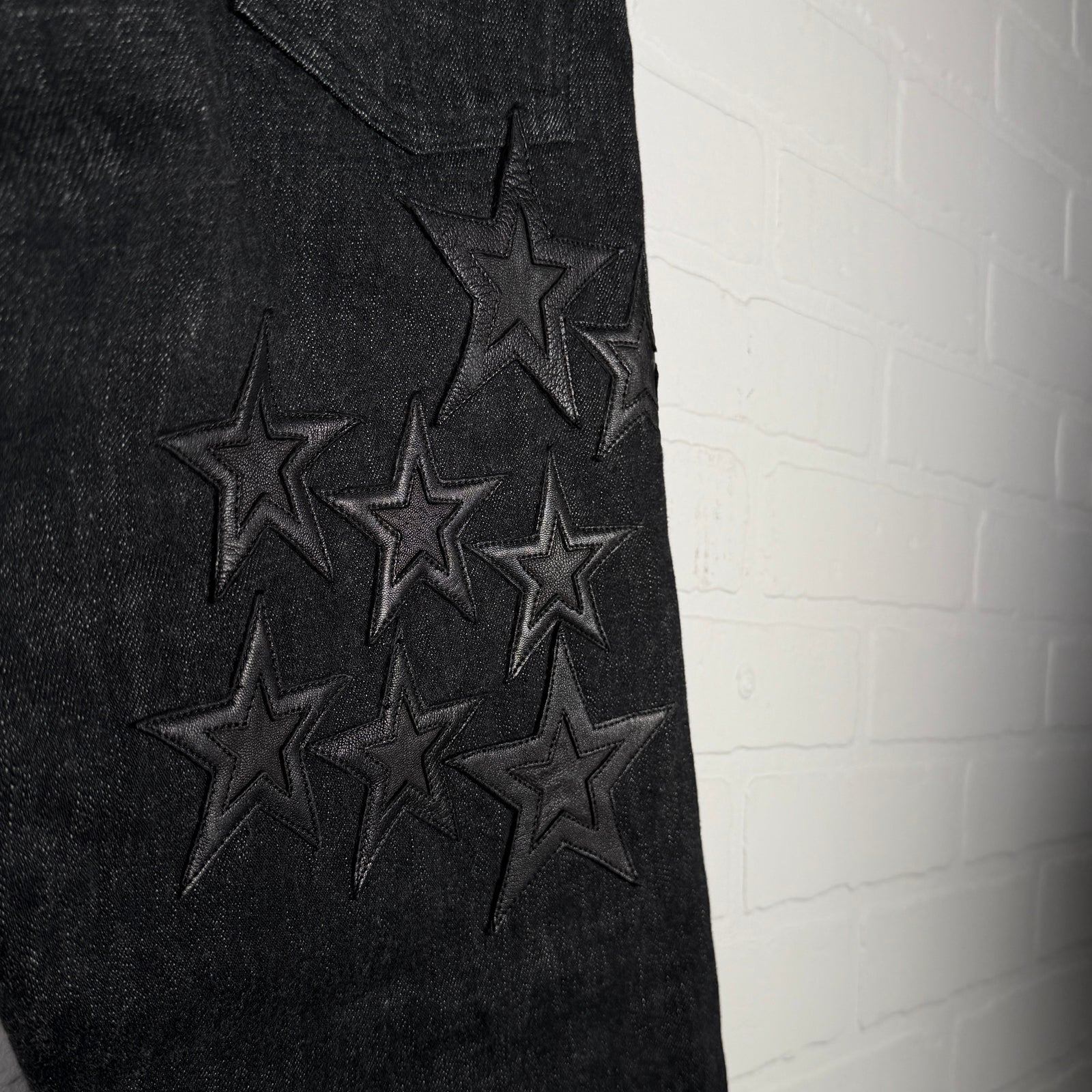 Chrome Hearts Fleur Knee Black Star Patch Jeans