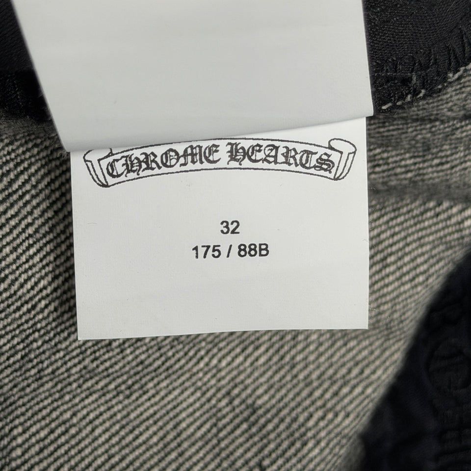 Chrome Hearts Fleur Knee Black Star Patch Jeans