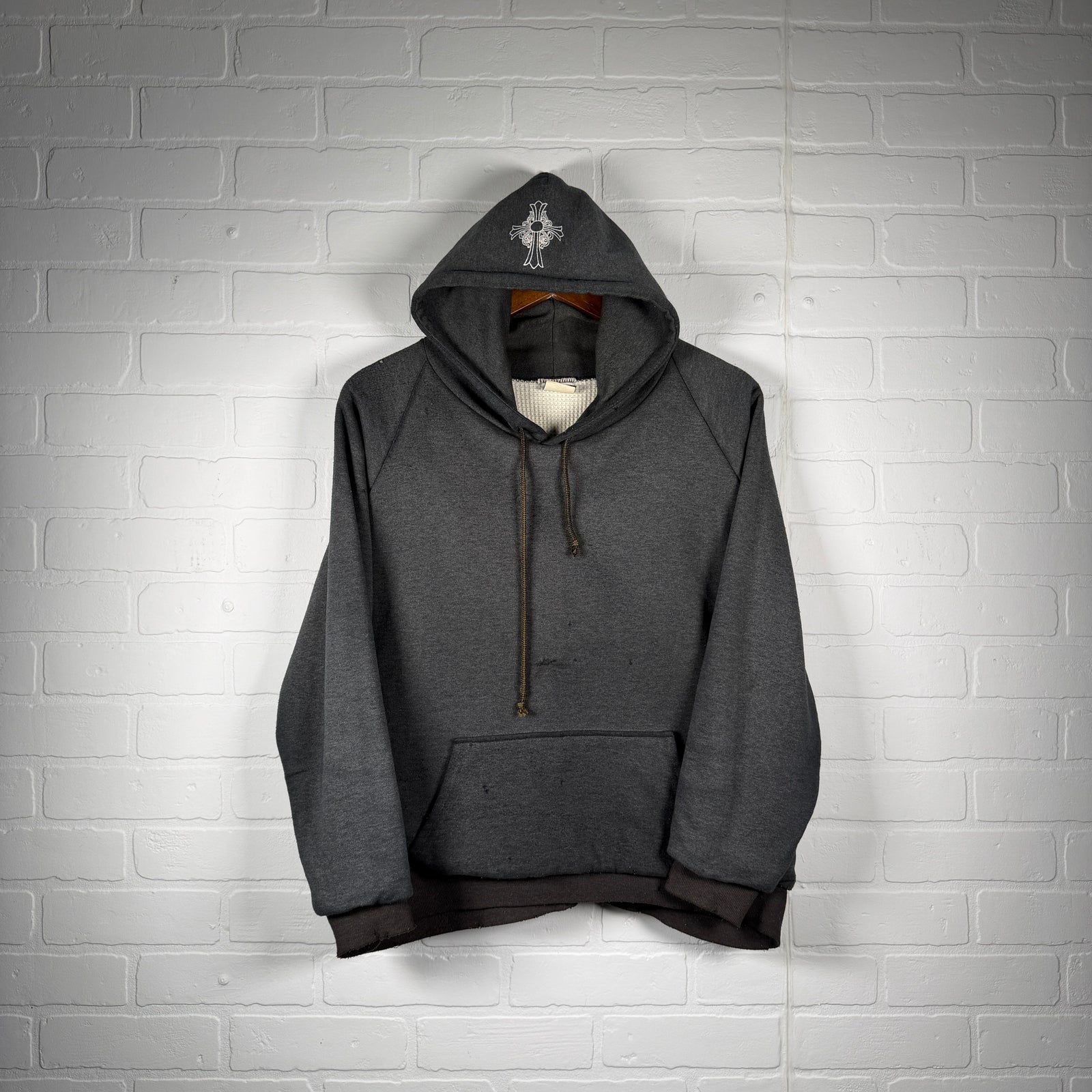 Chrome Hearts Vintage Thermal Floral Cross Horseshoe Hoodie