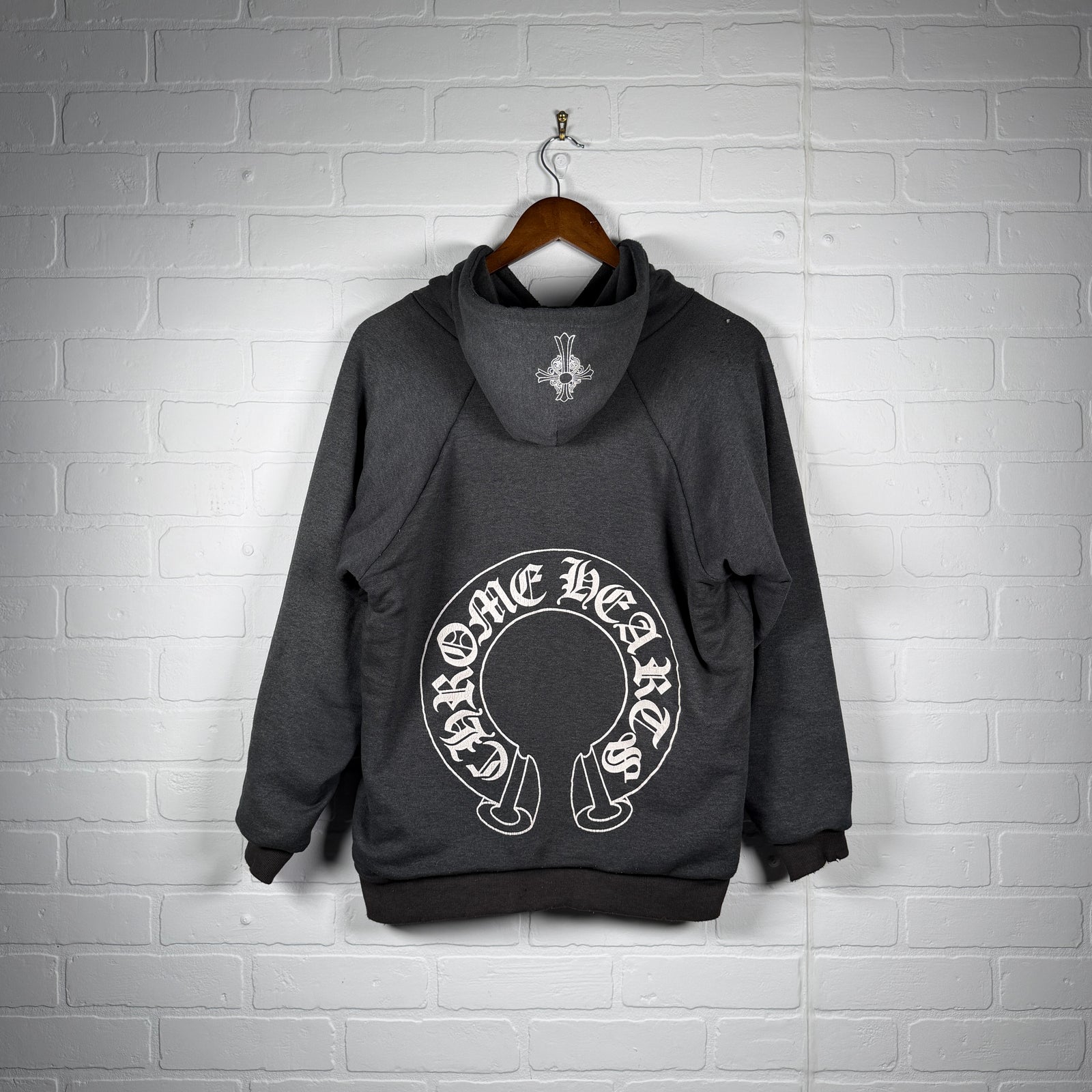 Chrome Hearts Vintage Thermal Floral Cross Horseshoe Hoodie