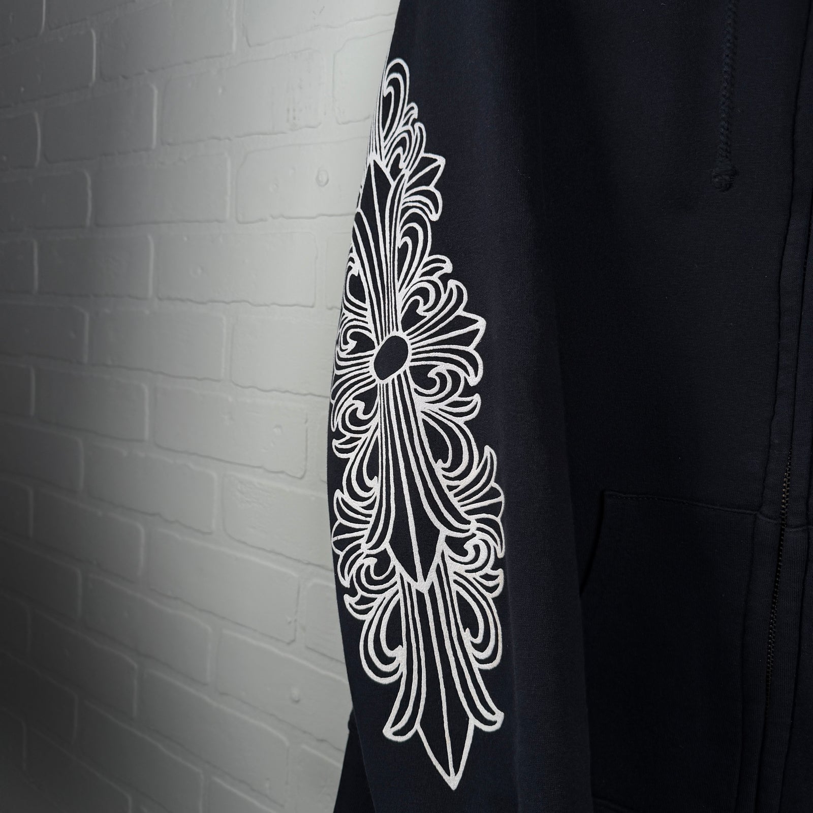 Chrome Hearts Vintage Thermal Vine Dagger Floral Horseshoe Zip Up Hoodie