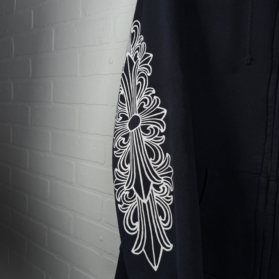 Chrome Hearts Vintage Thermal Vine Dagger Floral Horseshoe Zip Up Hoodie