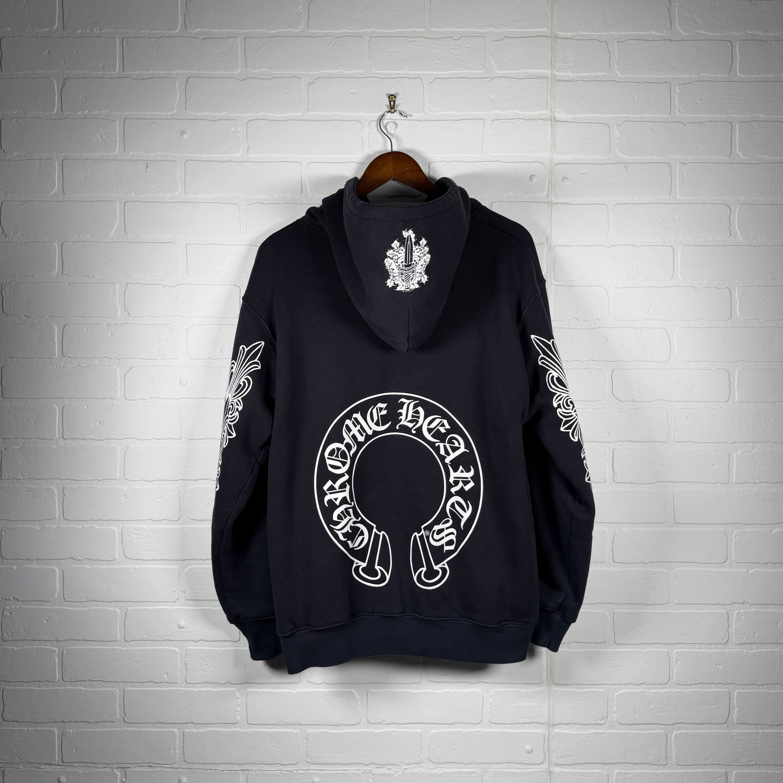 Chrome Hearts Vintage Thermal Vine Dagger Floral Horseshoe Zip Up Hoodie