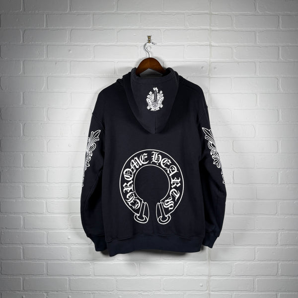Chrome Hearts Vintage Thermal Vine Dagger Floral Horseshoe Zip Up Hoodie