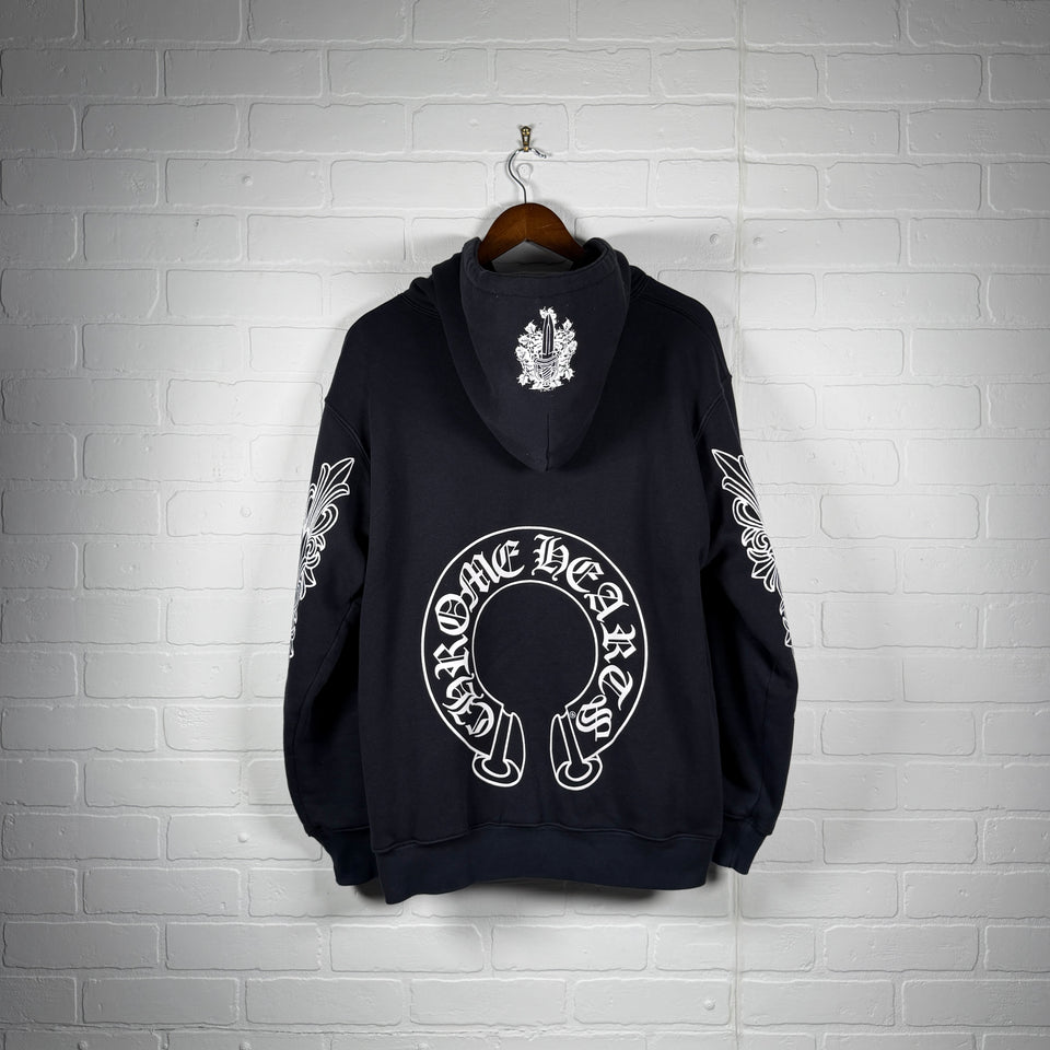 Chrome Hearts Vintage Thermal Vine Dagger Floral Horseshoe Zip Up Hoodie
