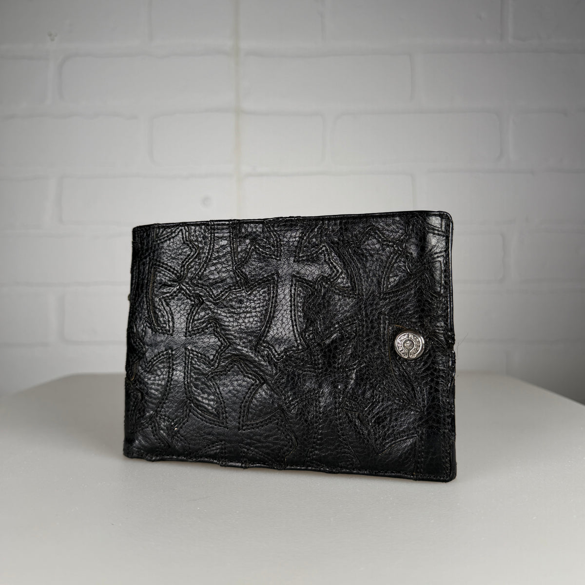 Chrome Hearts Flooded Black Cross Patch Bifold Wallet