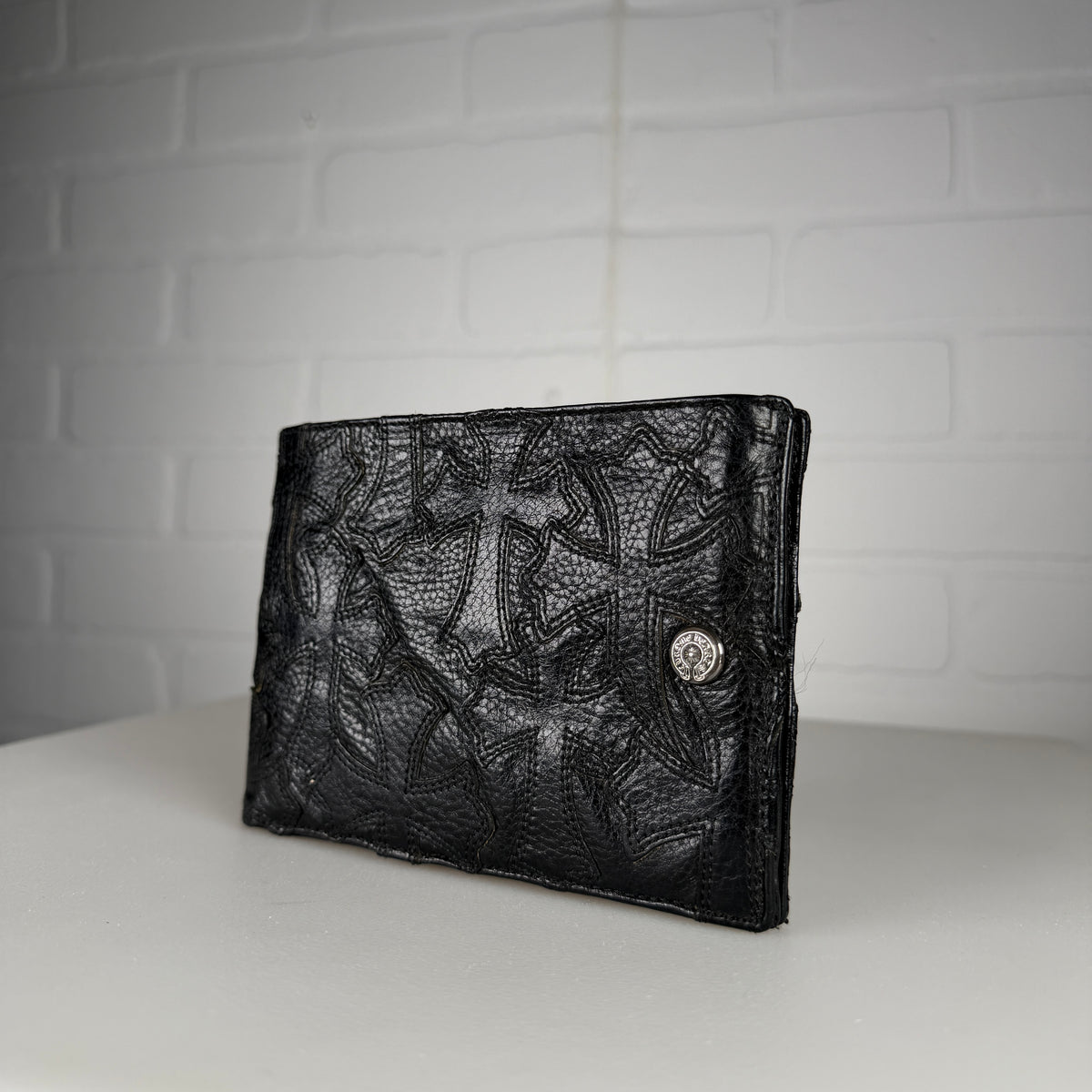 Chrome Hearts Flooded Black Cross Patch Bifold Wallet