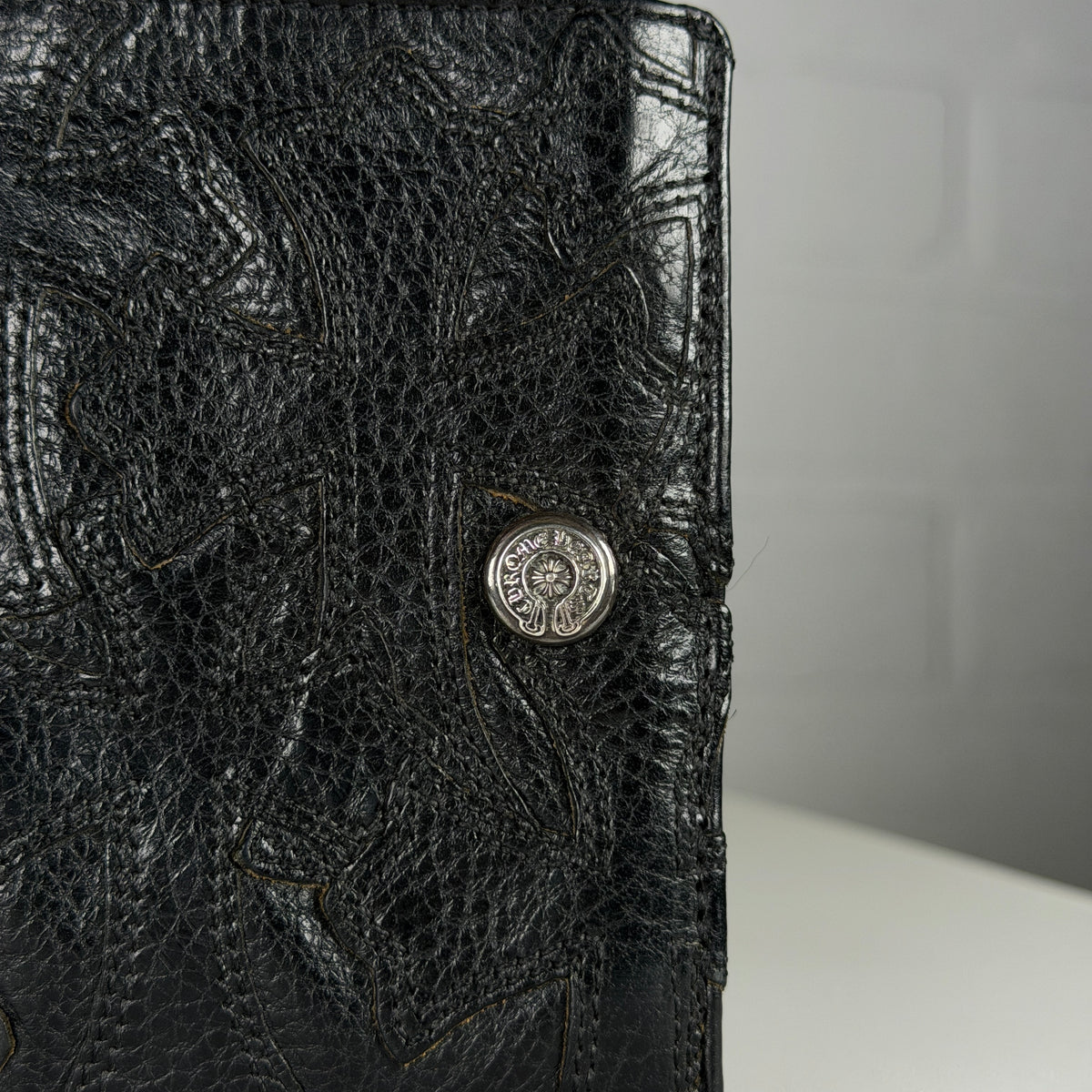 Chrome Hearts Flooded Black Cross Patch Bifold Wallet