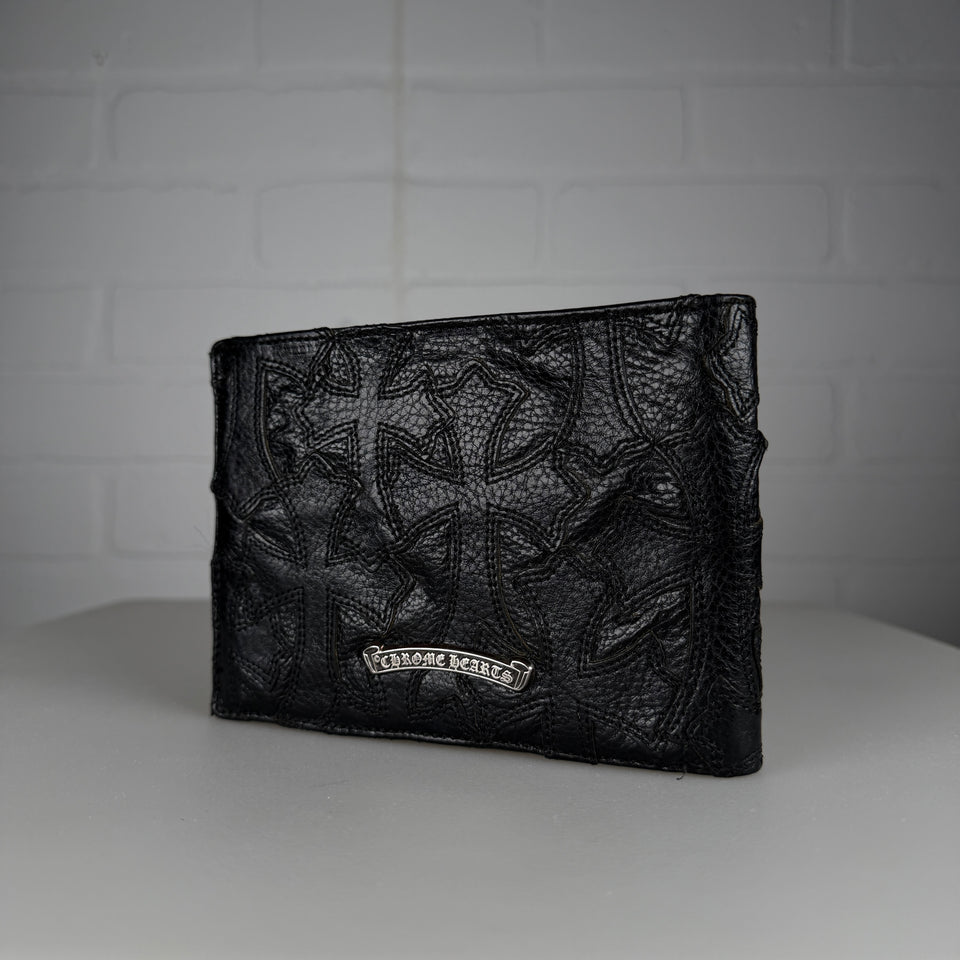 Chrome Hearts Flooded Black Cross Patch Bifold Wallet