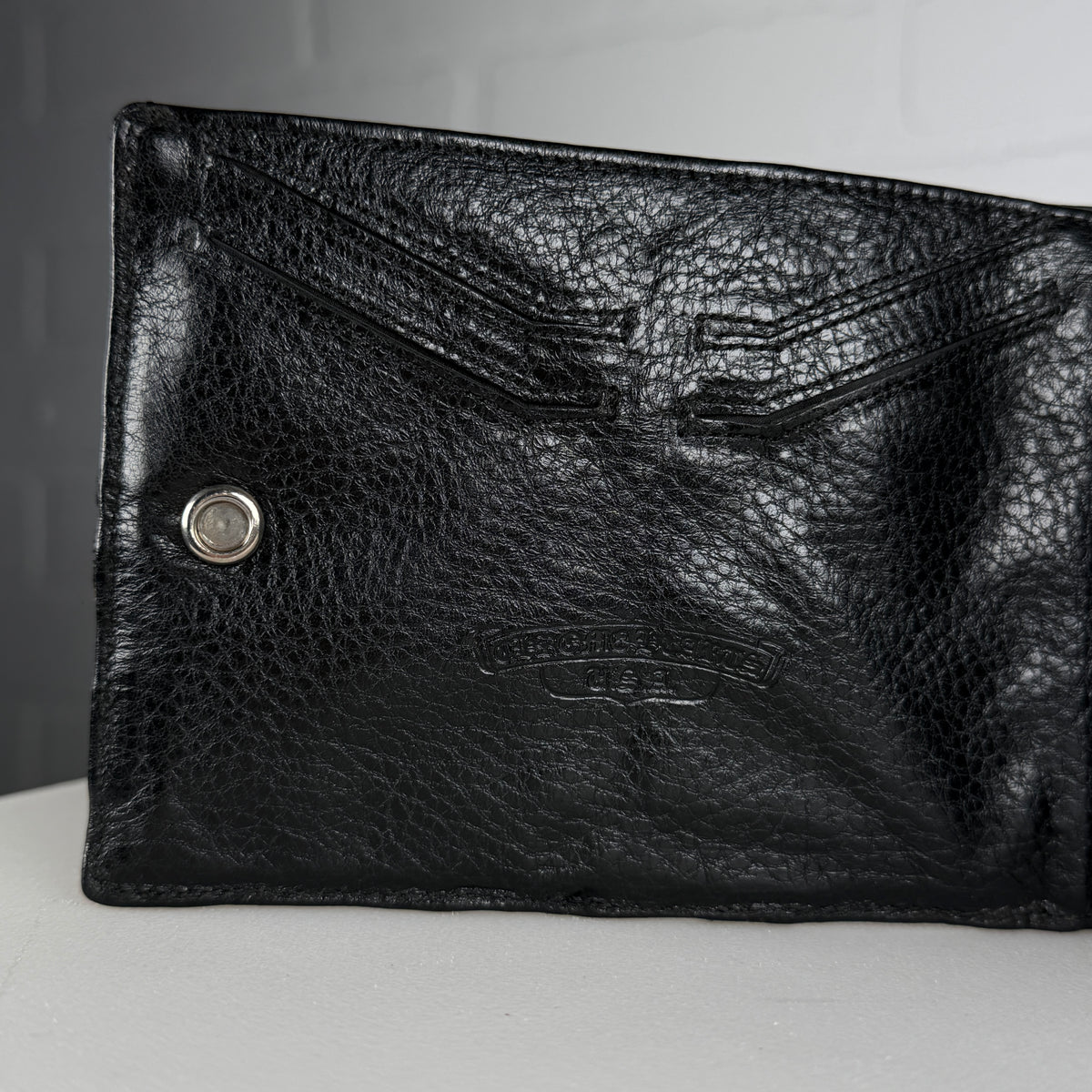 Chrome Hearts Flooded Black Cross Patch Bifold Wallet