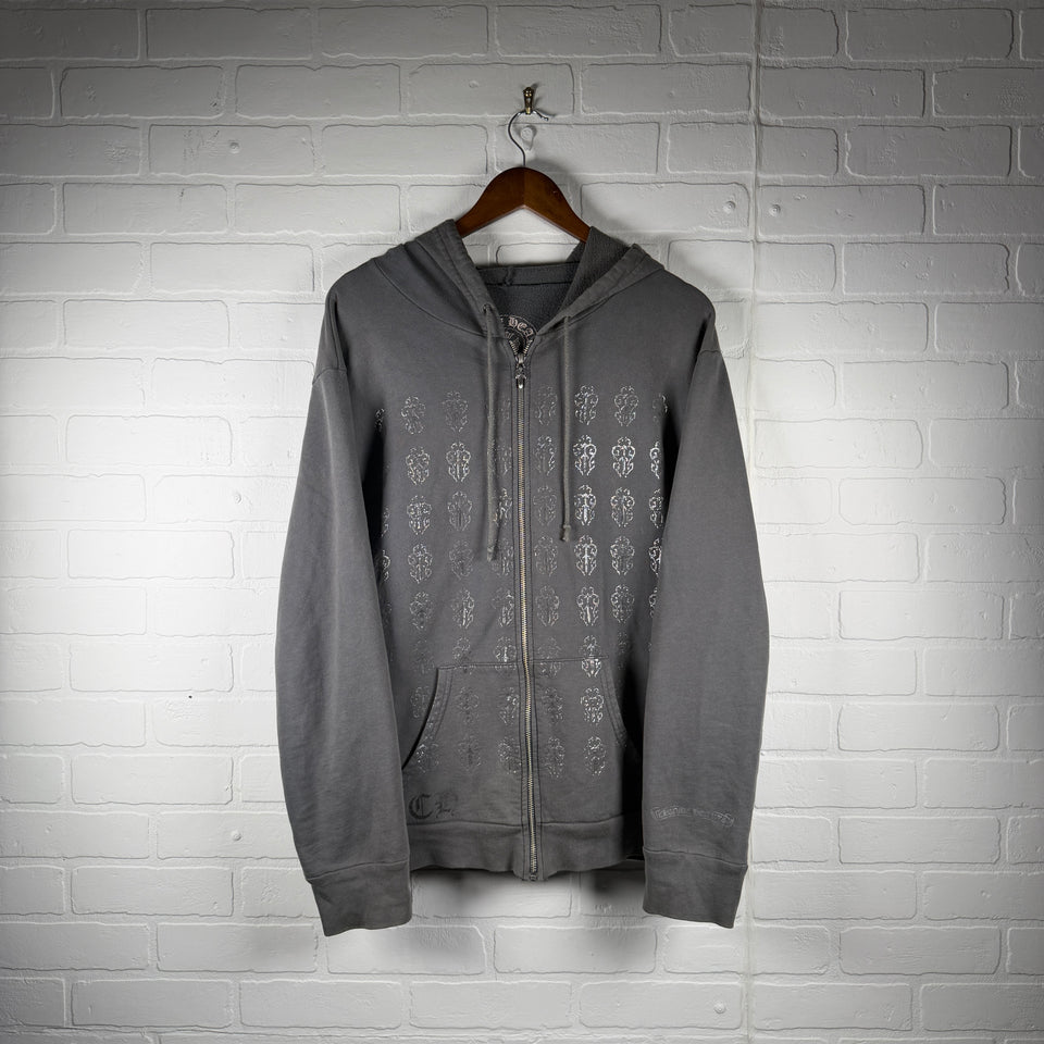 Chrome Hearts Vintage Vine Dagger Fleur Horseshoe Zip Up Hoodie