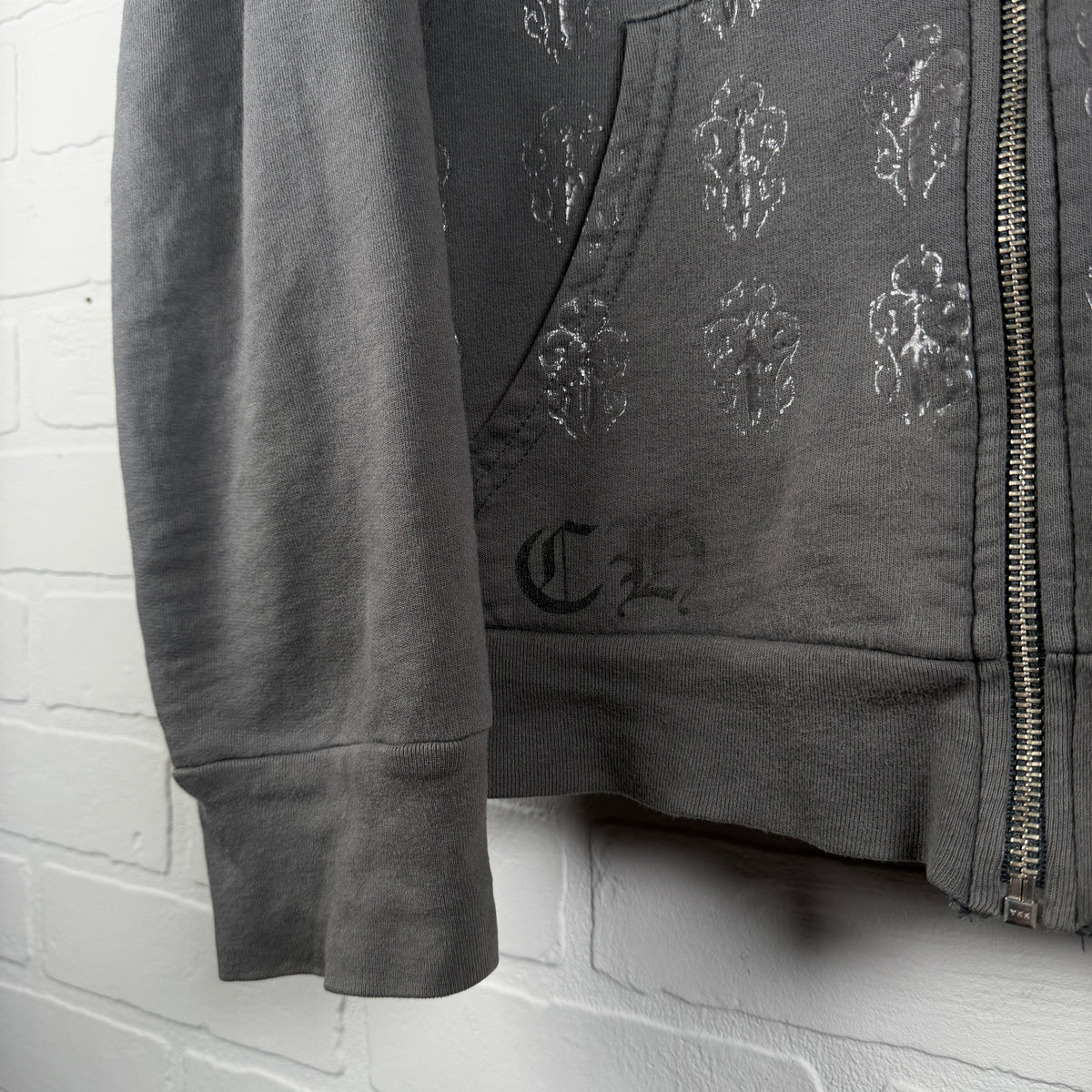 Chrome Hearts Vintage Vine Dagger Fleur Horseshoe Zip Up Hoodie