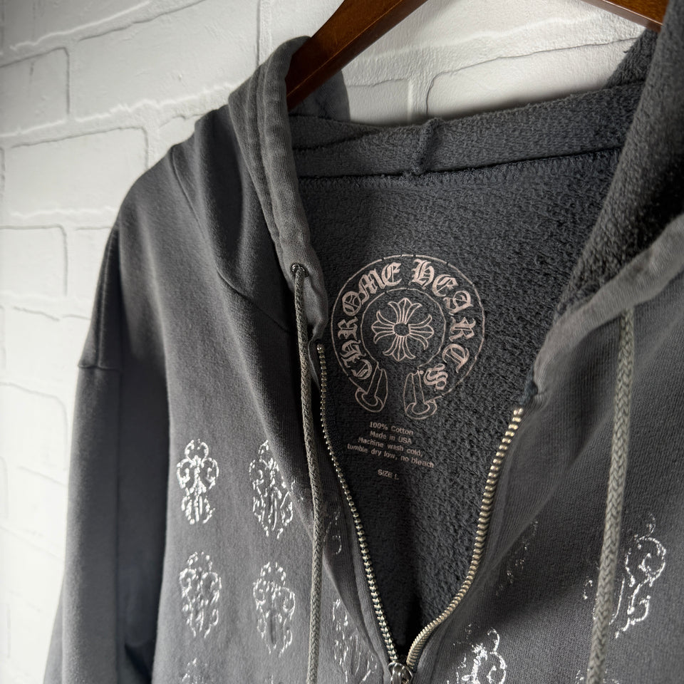 Chrome Hearts Vintage Vine Dagger Fleur Horseshoe Zip Up Hoodie