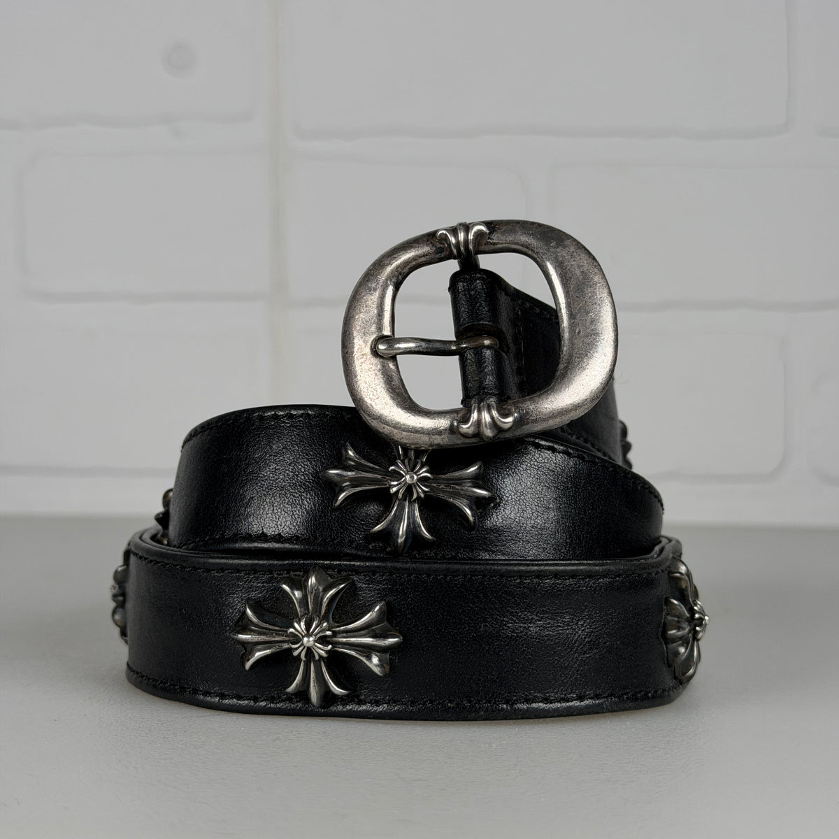 Chrome Hearts Vintage Silver Plus Cross Studded Mini Gunslinger Belt