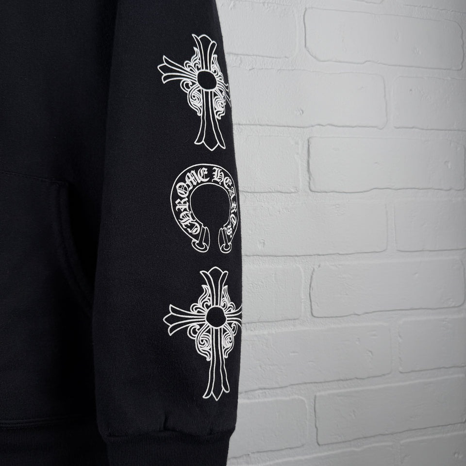 Chrome Hearts Thermal T-Bar Logo Floral Cross Horseshoe Zip Up Hoodie