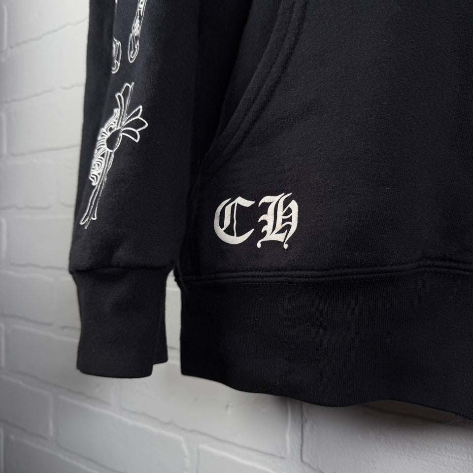 Chrome Hearts Thermal T-Bar Logo Floral Cross Horseshoe Zip Up Hoodie