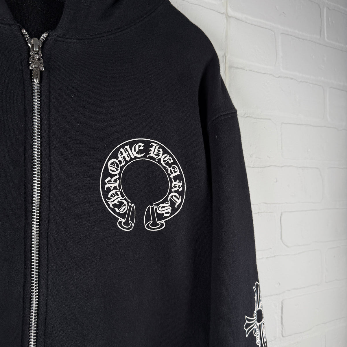 Chrome Hearts Thermal T-Bar Logo Floral Cross Horseshoe Zip Up Hoodie