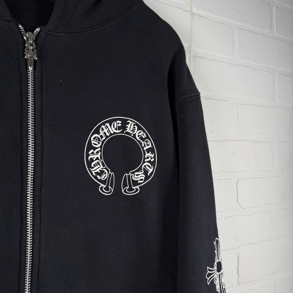 Chrome Hearts Thermal T-Bar Logo Floral Cross Horseshoe Zip Up Hoodie