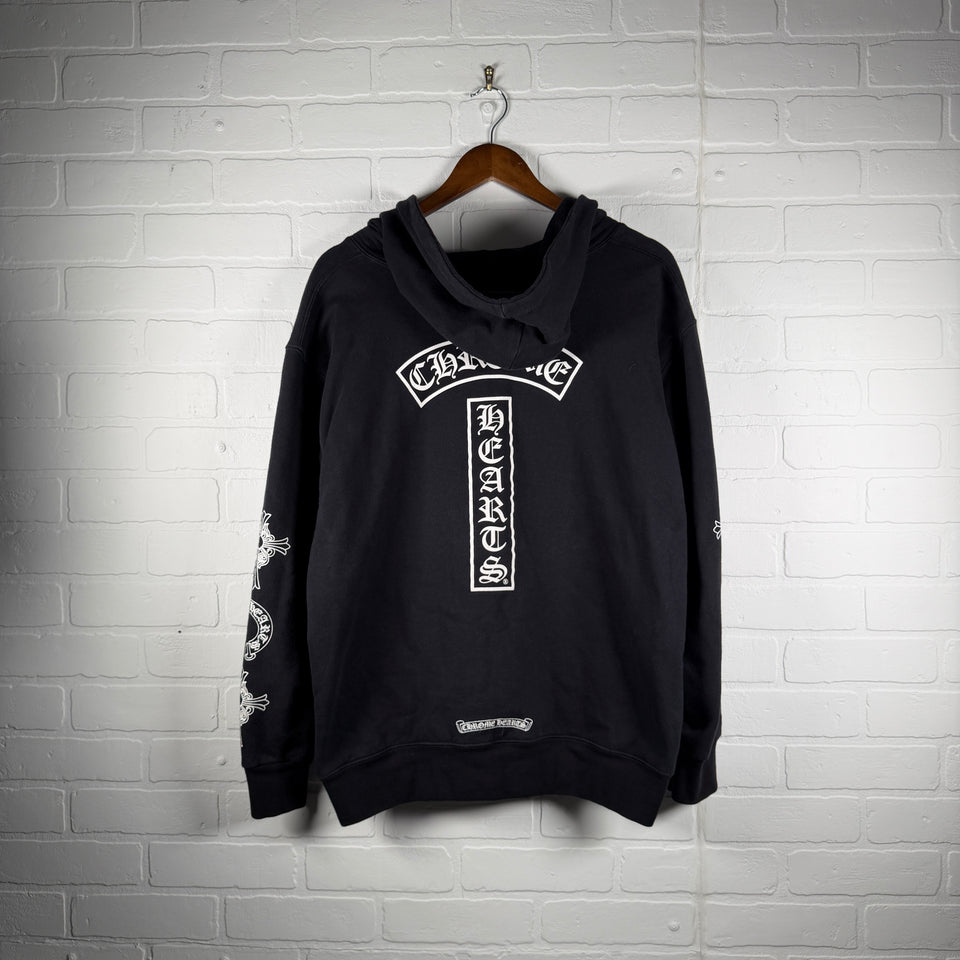 Chrome Hearts Thermal T-Bar Logo Floral Cross Horseshoe Zip Up Hoodie