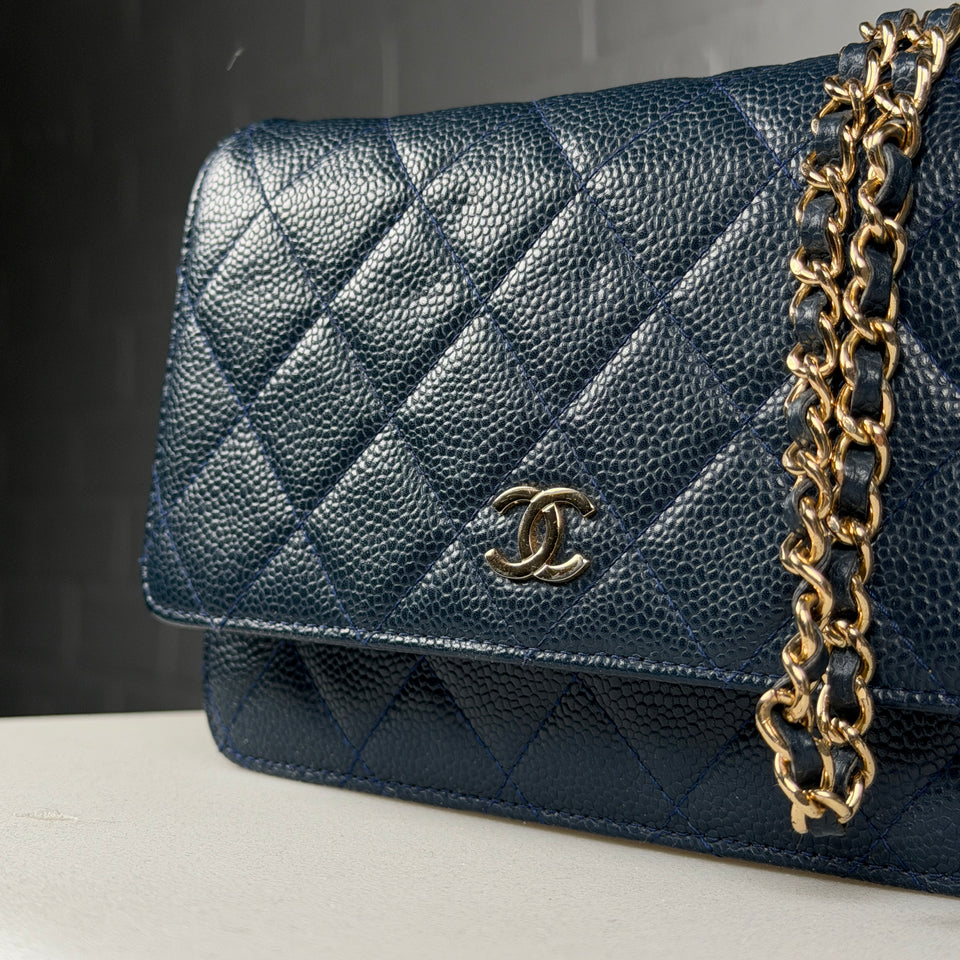 Chanel Quilted Caviar Wallet On Chain Handbag