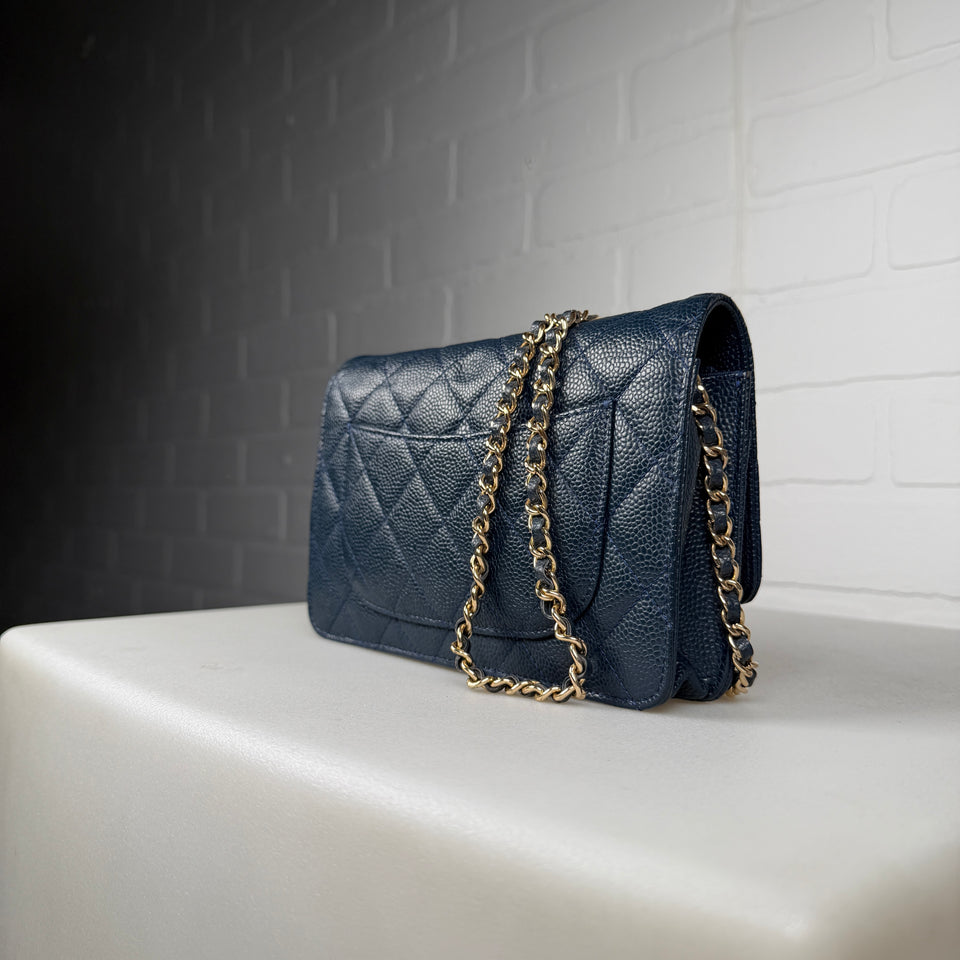 Chanel Quilted Caviar Wallet On Chain Handbag