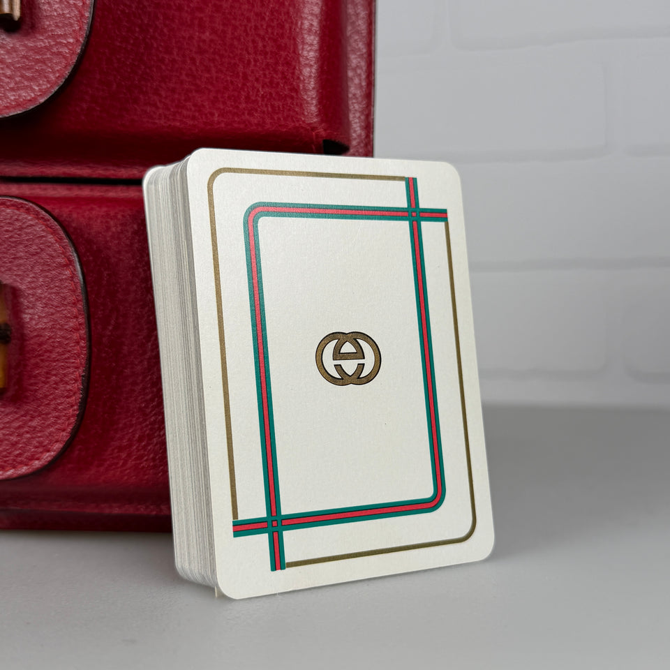 Gucci Leather Double Playing Card Decks & Notebook Bridge Set