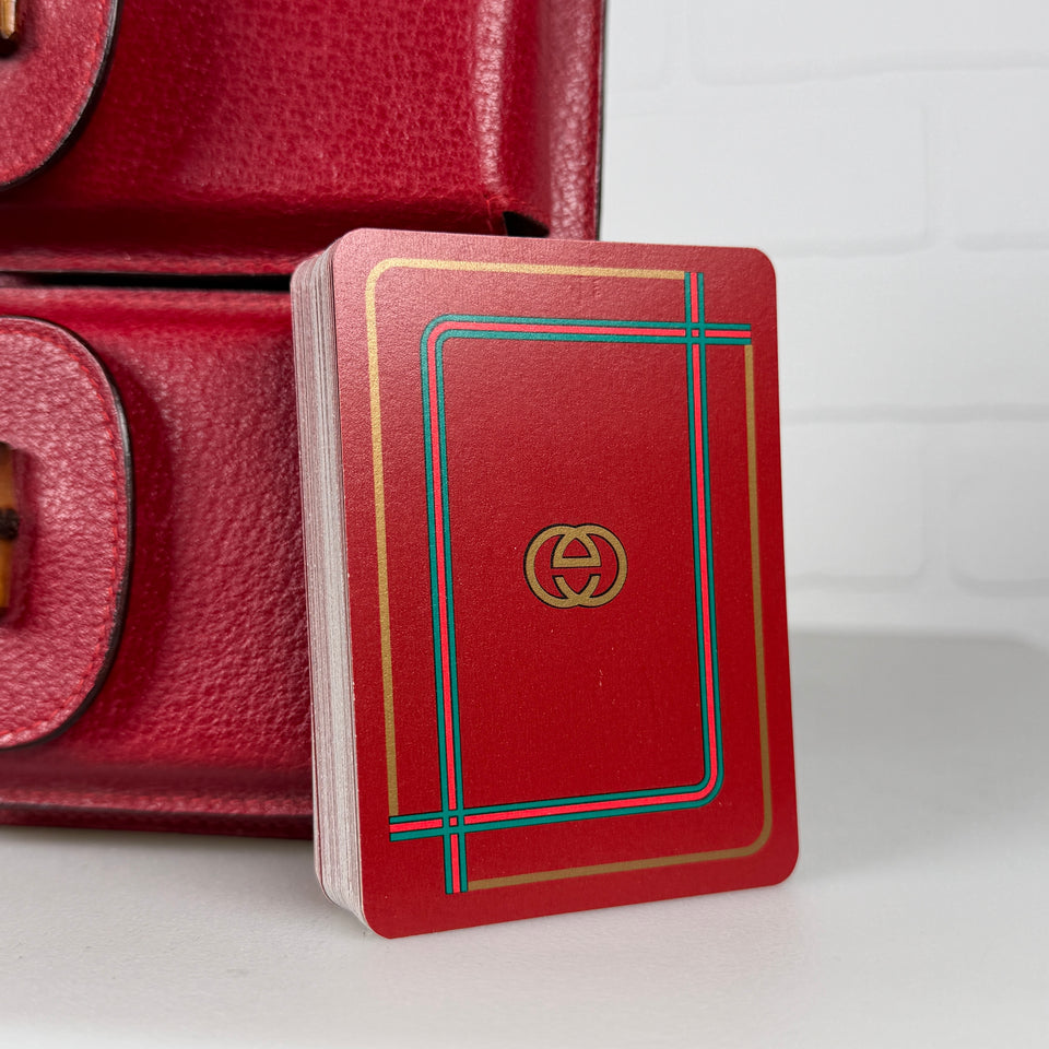 Gucci Leather Double Playing Card Decks & Notebook Bridge Set